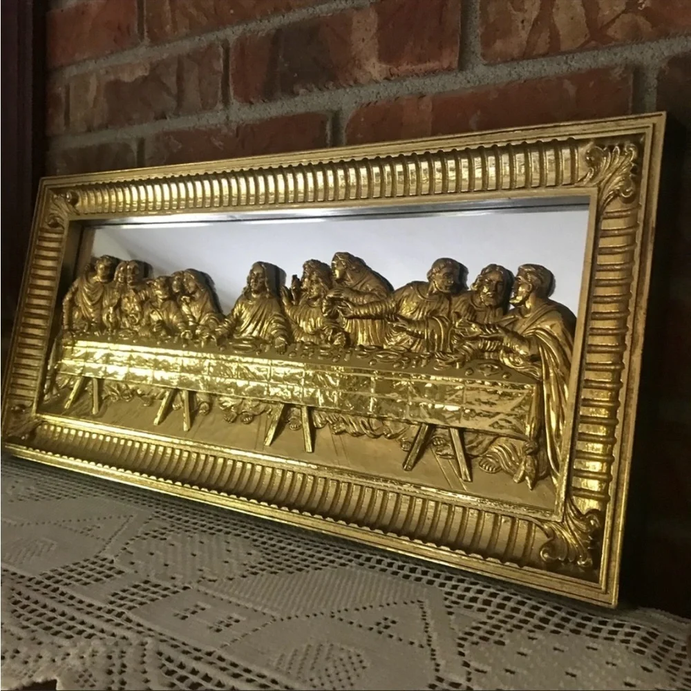 Vintage Last Supper Gold 3D Mirror